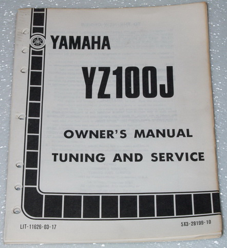 1982 Yamaha YZ100 Original Factory Owner's Service Manual