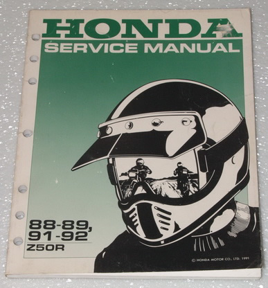 1988 1992 HONDA Z50R Z 50R Service Manual 1989 1991 Mini-Trail Bike