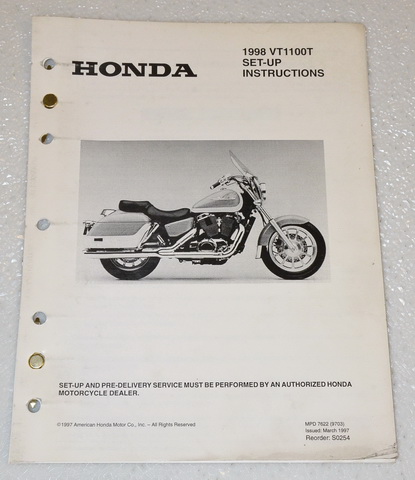 1998 Honda VT1100C Shadow 1100 Official Set-Up Instructions
