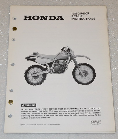 1989 Honda XR600R Official Set-Up Instructions