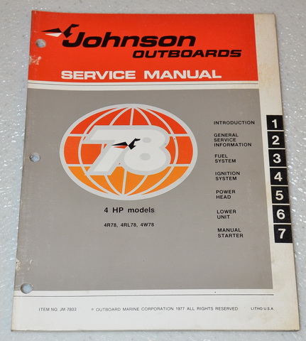1978 Johnson 4hp Outboard Factory Service Manual
