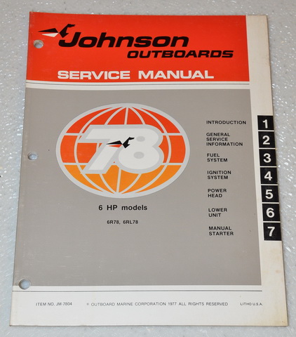 1978 Johnson 6hp Outboard Factory Service Manual