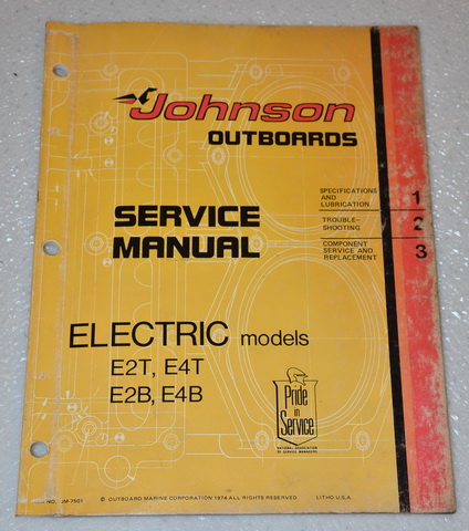 1975 Johnson Electric Outboard E2T, E4T, E2B, E4B Factory Service Manual