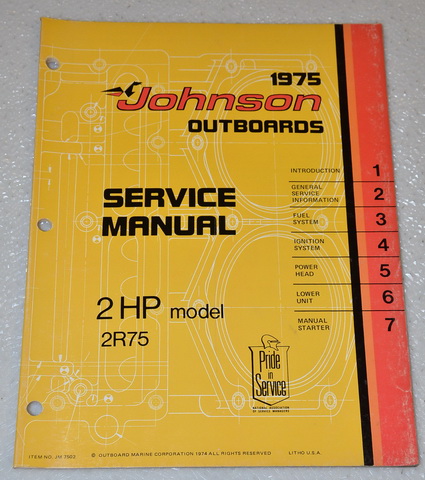 1975 Johnson 2hp 2R75 Outboard Factory Service Manual