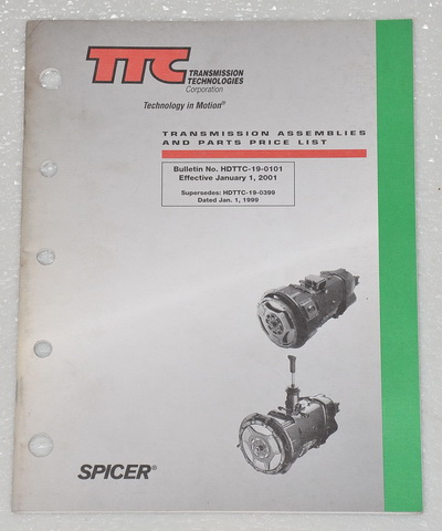 Spicer Transmission Assemblies and Parts Price List