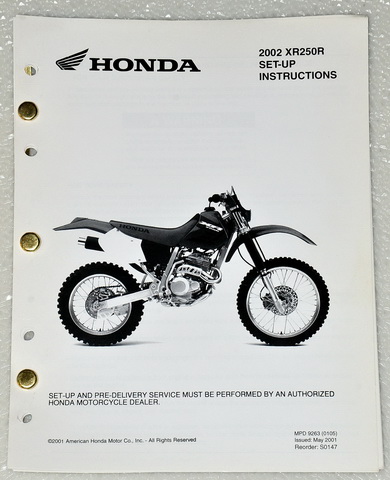 2002 Honda XR250R Official Original Set-Up Instructions