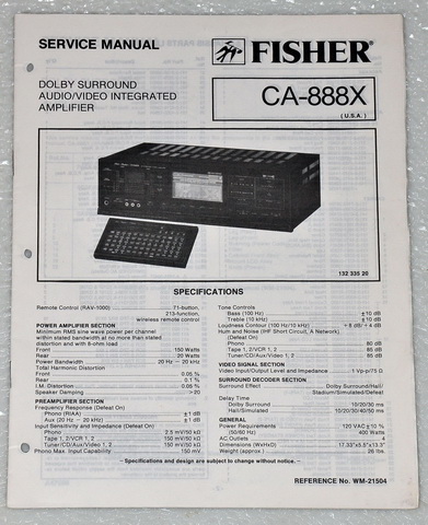 Fisher CA-888X Integrated Stereo Amplifier Original Factory Service Manual