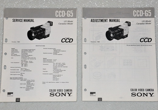 Sony CCD-G5 Video Camera Original Factory Service Manual