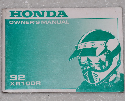 1992 Honda XR100R Original Owners Manual