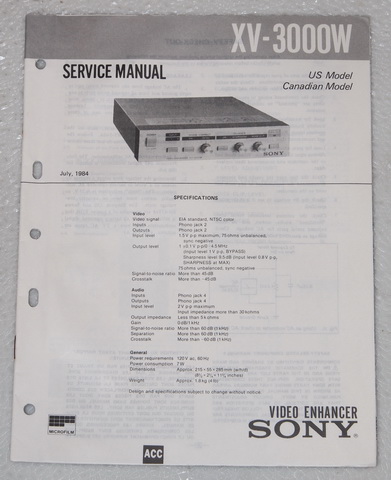  SONY XV-3000W Video Enhancer Original Factory Service Manual