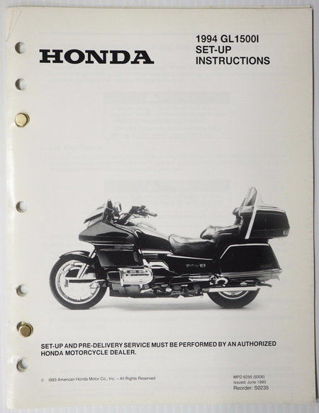 1994 Honda GL1500 I Gold Wing Original Set-Up Instructions