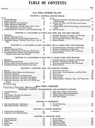 1954 1955 Ford Truck Factory Shop Manual Table of Contents 1