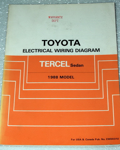   TERCEL SEDAN DX DLX SR4 Electrical Wiring Diagrams Shop Manual  