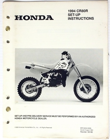 1994 Honda CR80R Set-Up Instructions Manual CR 80R Original w/ Wiring