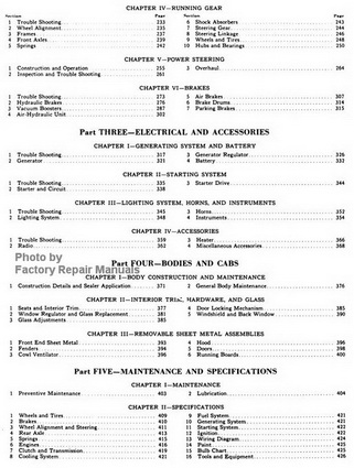 1956 Ford Truck Factory Shop Manual Table of Contents 2