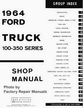 1964 Ford Truck 100-350 Series Factory Shop Manual Table of Contents