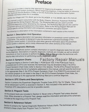 1999 Ford, Lincoln, Mercury Powertrain Control & Emissions Diagnosis Service Manual Table of Contents