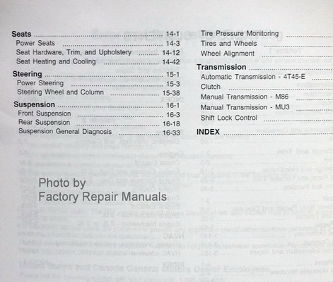 2009 Chevrolet HHR Factory Service Manuals Table of Contents Page 2