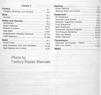 2010 Cadillac DTS Service Manual Table of Contents Page 2 