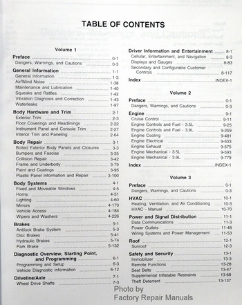 2011 Chevrolet Impala Factory Service Manuals Table of Contents 1