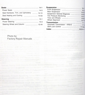 2011 Chevrolet Impala Factory Service Manuals Table of Contents 2
