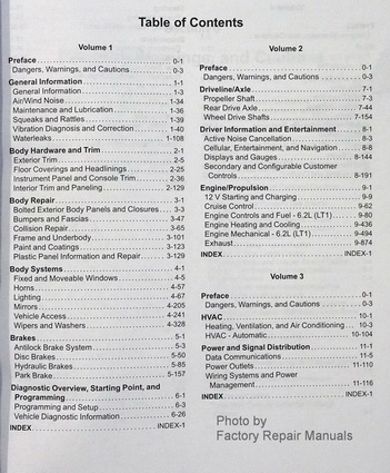 2014 Chevy Corvette Factory Service Manual Table of Contents 1