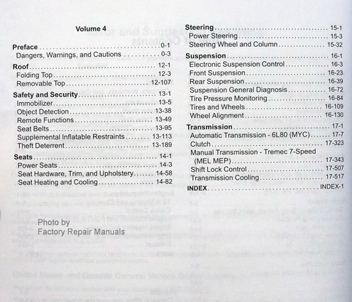 2014 Chevrolet Corvette Factory Service Manual Table of Contents 2