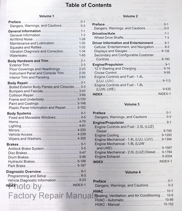 2014 Chevy Cruze Factory Service Manual Table of Contents 1